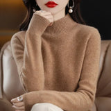 Autumn Winter Women Sweater Korean Fashion Warm Bottoming Shirts Half Turtleneck Basic Knitwear Solid Long Sleeve Pullovers 