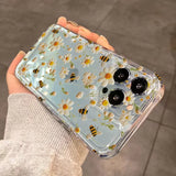Honeybee Flower Pattern Clear Case For Xiaomi 14T Cases Xiaomi 13 12 11 Lite 5G 14 13T 12T 12X Poco M6 X6 X5 X3 F5 F6 Pro Cover