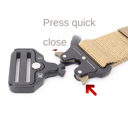 3.8X125cm - Belt Quick Release Outdoor  Metal Belt Soft Real Nylon Sports Accessories Men And Women Black Belt