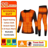 Winter Thermal Heated Jacket Men Vest Heated Underwear Men's Ski Suit USB Electric Heating Clothing Fleece Thermal Long Johns