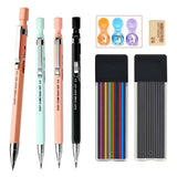 3 Colors 2.0mm Mechanical Pencil Comes with A Pencil Sharpener 2B Lead Core Sketching Painting Writing Stationery Supplies