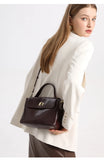 Genuine Leather Top Handle Crossbody Bag for Women Vintage Oil Wax Leather Shoulder Bag Small Luxury Designer Satchel Handbag