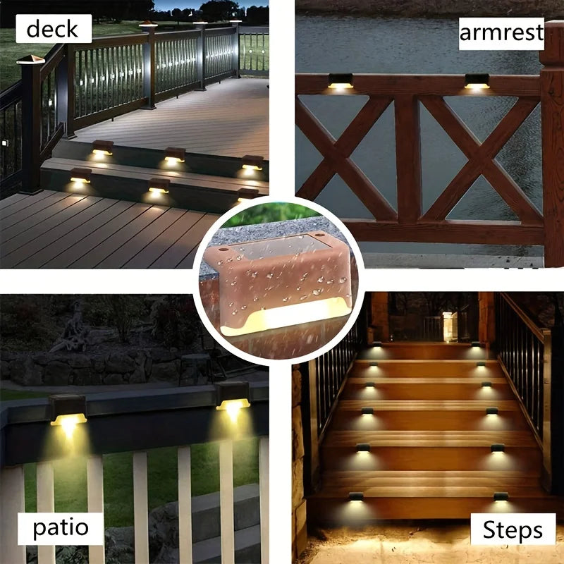 16 PCs Solar Outdoor Deck Lights Commercial Street LED Step Lights suitable for balconies terraces stairs fences lanes paths