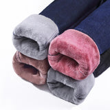 2023 Mujeres Jeans Térmicos Invierno Nieve Cálido Felpa Elástico Jeans Señora Skinny Espesar Polar Denim Pantalones Largos Retro Lápiz Pantalones