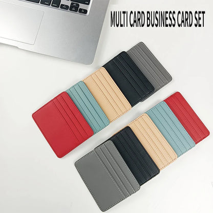 PU Leather ID Card Case - Slim Multi-Slot Holder for Bank/Credit Cards
