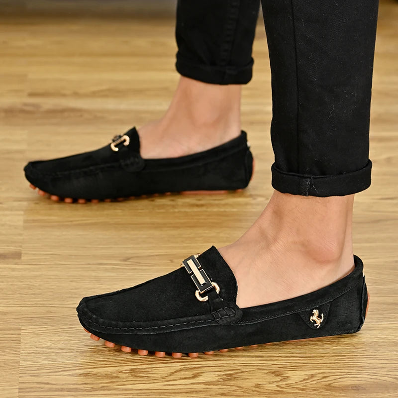 YRZL Men's Loafers Big Size 48 Soft Driving Moccasins High Quality Flats Genuine Leather Slip-on Suede Loafers for Men