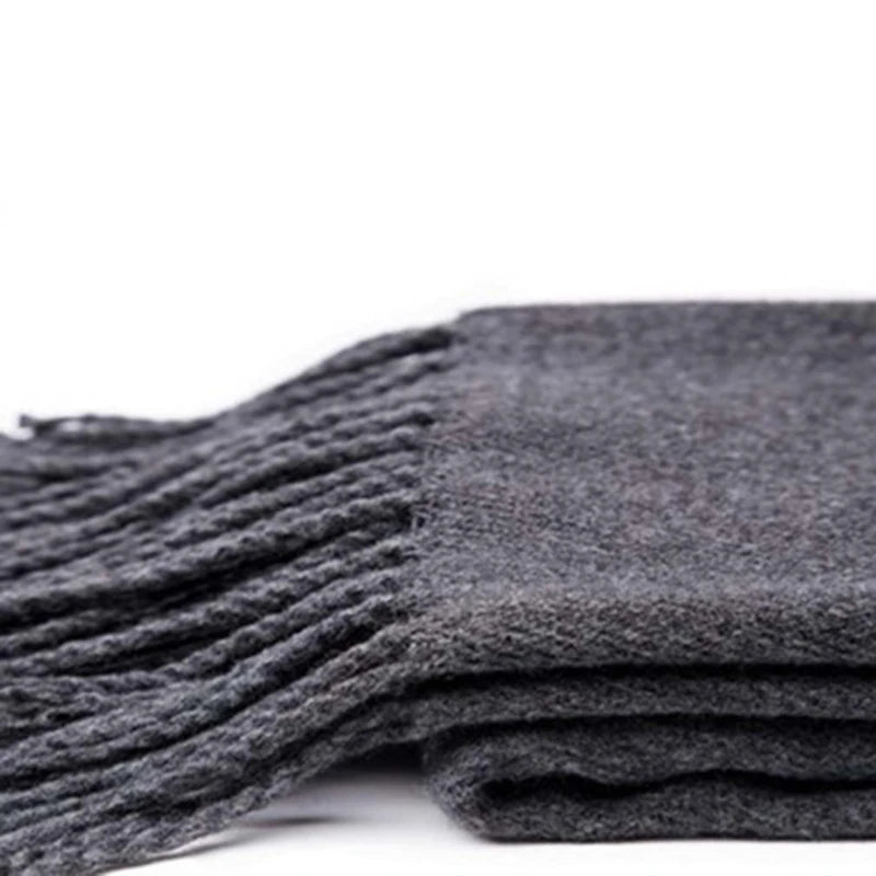 Classic Solid Colors Scarves Men Cashmere Soft Knitted Striped Scarf Long Tassel Neck Warmer Men'S Winter Scarf 2023 New