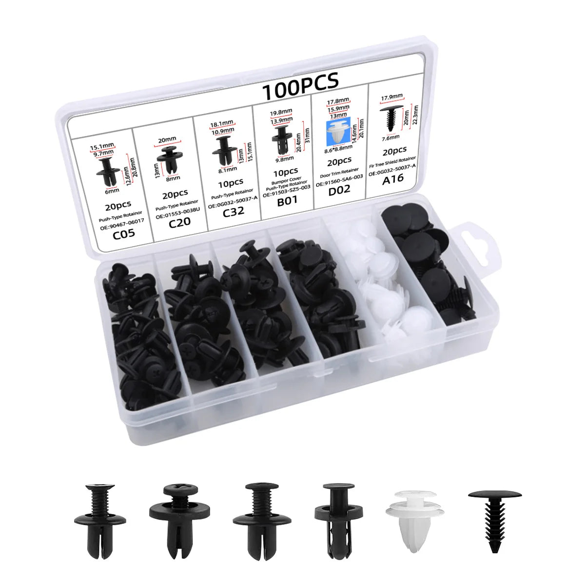 Auto Plastic Bumper Fastener Rivet Retainer Push Type Engine Cover Fastener Fender Car Door Trim Panel Clip