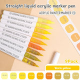 9pcs/Box MIX Color Acrylic Markers Set Kids Gift Art Rock Painting Pens Graffiti For Stone Glass Book Shoes DIY Craft Supplies