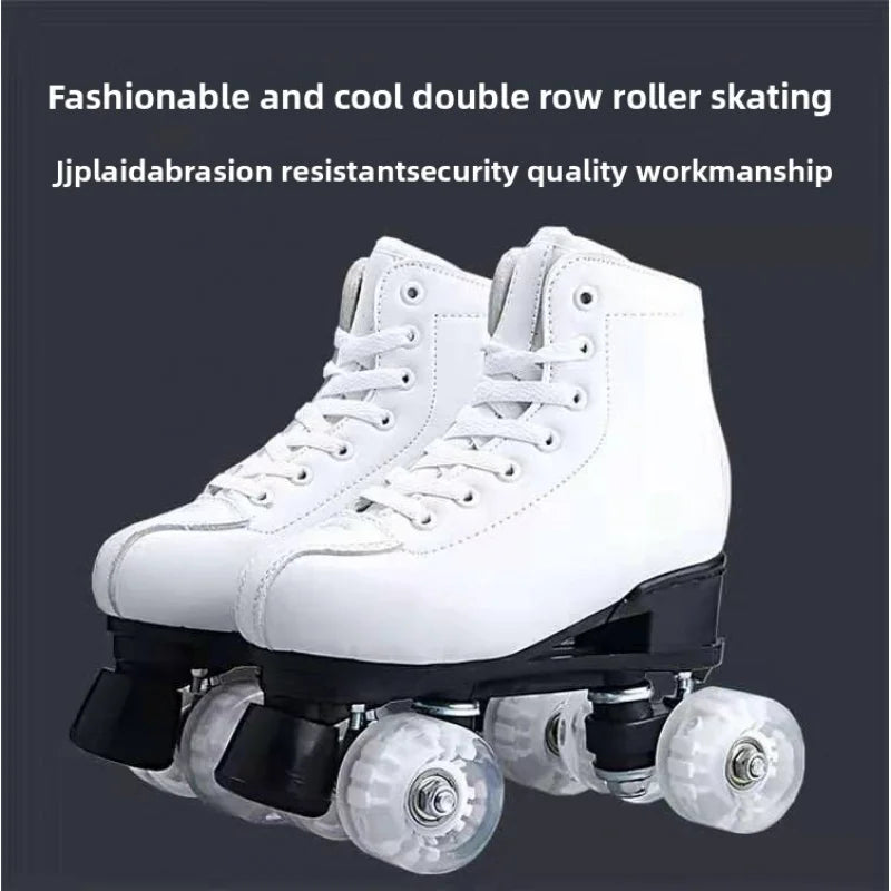 Adult Double-Row Roller Skates, Men's and Women's Flashing Four-Wheel Skates, Fancy Rink Professional Adult Skates