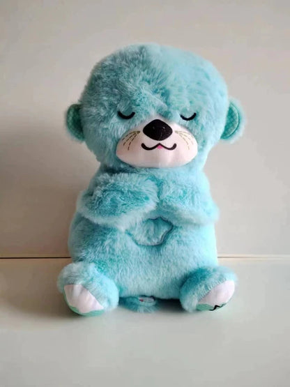 Boneca de pelúcia com urso respirador para recém-nascido, companheiro dormindo, som e luz, lontra, brinquedo para crianças, calmante, sono, presente