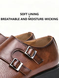 Classic Retro Dress Men's Monk Leather Shoes With Pointed Toe Buckle Business Office Wedding Comfortable Men's Oxfords Shoes