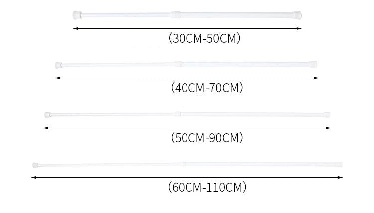 30-110CM Multi Purpose Spring Loaded Extendable Telescopic Curtain Pole Tension Rail Net Voile Pole Net Rods Curtain Telescopic