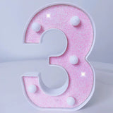 Pink Romantic Luxury LED Light 6.3-inch Pink Decorative Alphabet Number Light Battery Powered Christmas Decorative Light Wedding