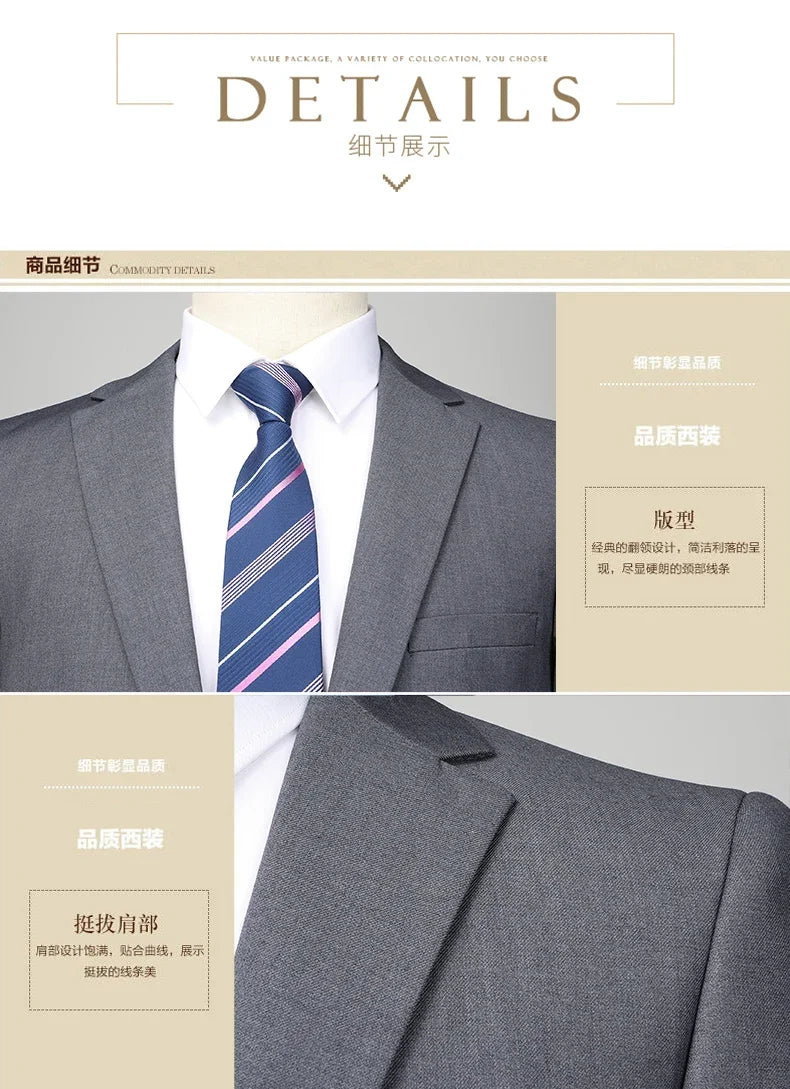 2024 Two-button Suit for Men (suit + Trousers) Handsome Slim-fit Business Professional Work Formal Two-piece Set  S-6XL