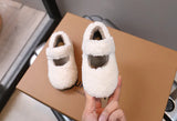 Children Fur Shoes 2025 Winter Kids Warm Plush Shoes For Girl Flat Loafers Moccasins Girls Casual Shoes Khaki, Beige