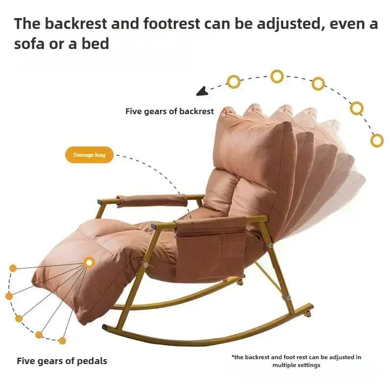 Household Goods Rocking Chair Balcony Home Leisure Lunch Lounge Chair Adult Light Bedroom Living Room Rocking Chair Lazy Sofa