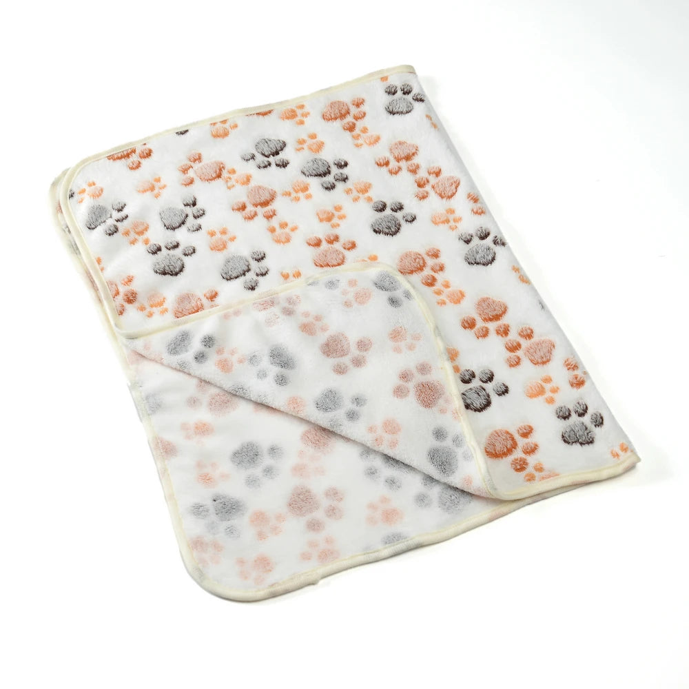 Warm Pet Cat Blanket Autumn Winter Cozy Thicken Fleece Kitten Footprint Bed Mat for Small Medium Big Cats Dog Chihuahua Supplies