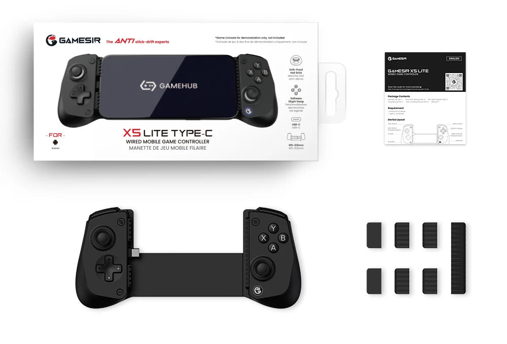 GameSir X5 Lite Mobile Phone Gamepads for iPhone 16 15 Series iPad Mini Android Tablet Controller Hall Effect Joysticks Design