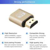 Adaptador de pantalla virtual VGA 4K compatible con HDMI 1.4 DDC EDID, conector ficticio, emulador de pantalla fantasma sin cabeza, placa de bloqueo de tarjeta de video
