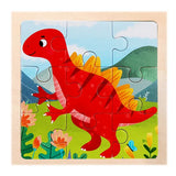 Novo Quebra-Cabeça de Madeira Montessori de 9 Peças – Temas de Dinossauros e Transportes (Estilo Cartoon) – Quebra-Cabeça 3D Educativo para Aprendizado Precoce
