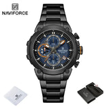 NAVIFORCE Original Watch for Men 2025 New Stainless Steel Waterproof Chronograph Classic Quartz Wristwatch Brand Men Watch Gifts