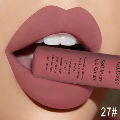 Lápiz labial líquido mate resistente al agua, brillo labial aterciopelado de larga duración, tubo mate nude, pigmento rojo, negro, maquillaje, lápices labiales cosméticos. 