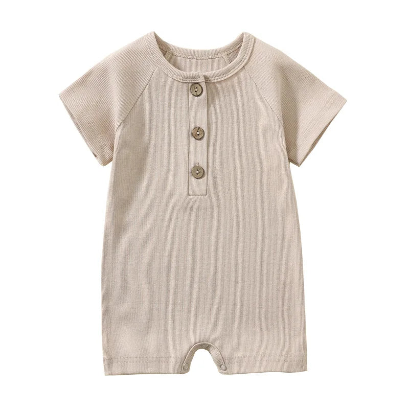 Pelele de verano para bebé, pijama fino de manga corta, mono acanalado, ropa de punto elástica, mono para niña
