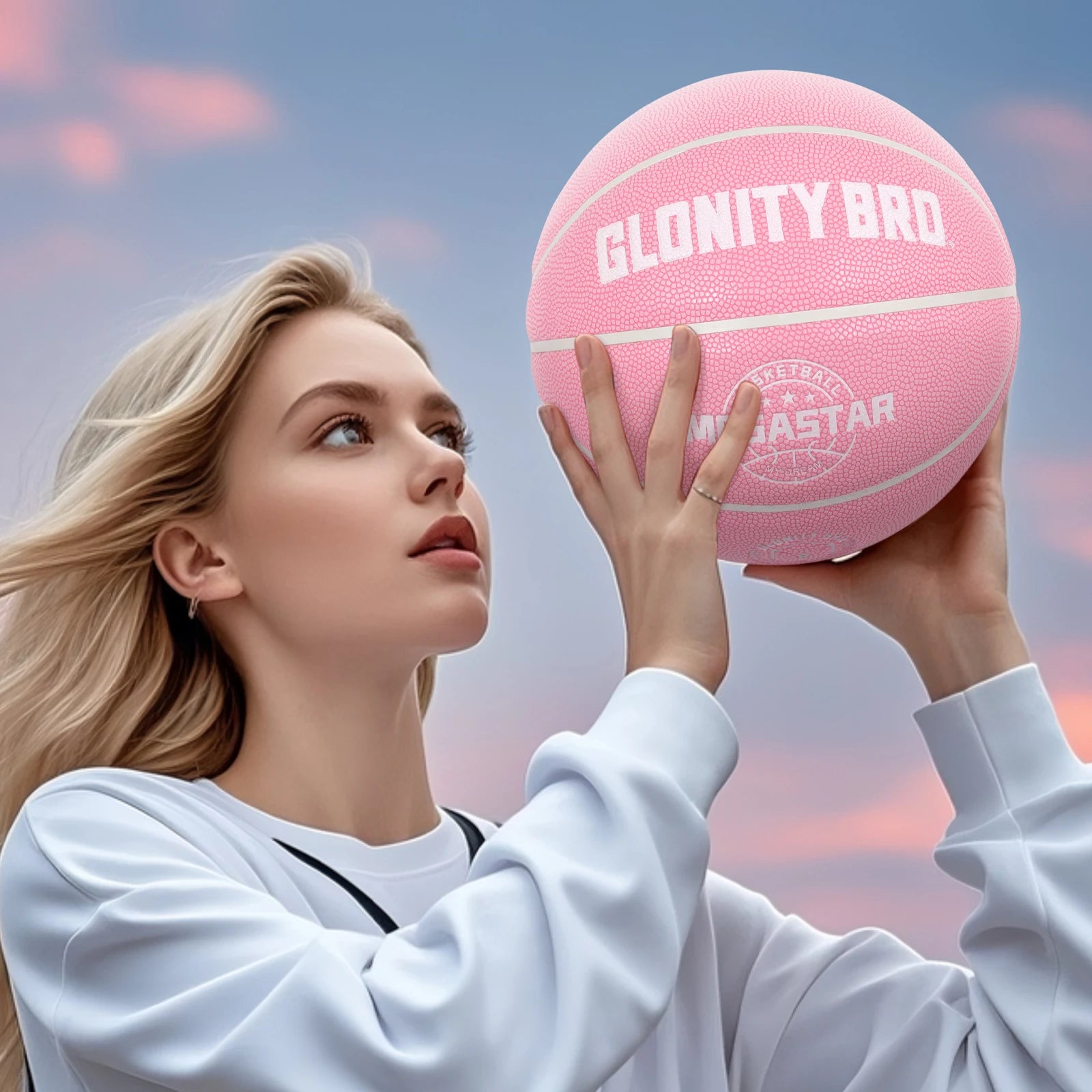 Women's Basketball Size 5, 6, 7 Pink Official Competition Children's Basketball Indoor Outdoor Standard Ball PU Non-slip Wear-resistant