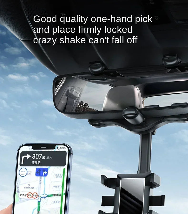 Rearview Mirror Phone Holder Car 360 Rotation Phone Mount Stable Gripper Smartphone Navigation Bracket For iPhone Samsung Xiaomi