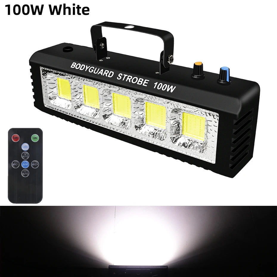 Luces estroboscópicas ALIEN RGB blancas para DJ, discoteca, 40 W, 60 W, 80 W y 100 W, con control remoto, sonido flash, para fiestas, bodas, vacaciones, escenarios.