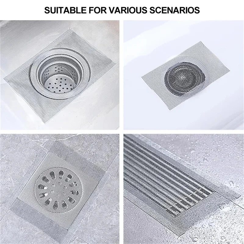 Recogedor de pelos autoadhesivo para desagüe de ducha, cortable, malla desechable, para fregadero de cocina y baño