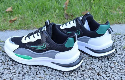 Zapatillas deportivas informales de retazos para hombre, zapatos de malla transpirables para hombre, zapatillas de tenis para correr al aire libre, zapatillas masculinas cálidas con cordones y antideslizantes.