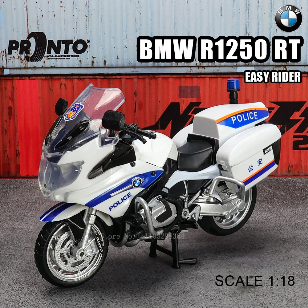 MSZ 1:18 BMW R1250 RT Police Motorcycle Alloy Model Static Die Casting Model Children's Toy Car Motorcycle Model Collection Gift