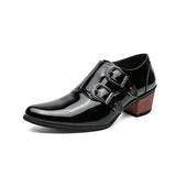 Luxury Designer Monk Leather Men's Shoes, High Heels, Polished, Double Buckle, Pointed Toe, Casual Shoes for Men, Party Wedding Shoes for Men