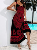 Summer Plus Size Women's Suspender Bohemian Dress Backless Dress