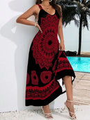Summer Plus Size Women's Suspender Bohemian Dress Backless Dress