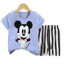 Mickey Mouse Summer T-shirt Shorts Children's Short Sleeve Set Cotton Tees Tracksuits Boys Girls Clothes Casual Two Piece