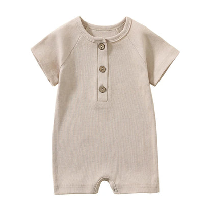 Pelele de verano para bebé, pijama fino de manga corta, mono acanalado, ropa de punto elástica, mono para niña
