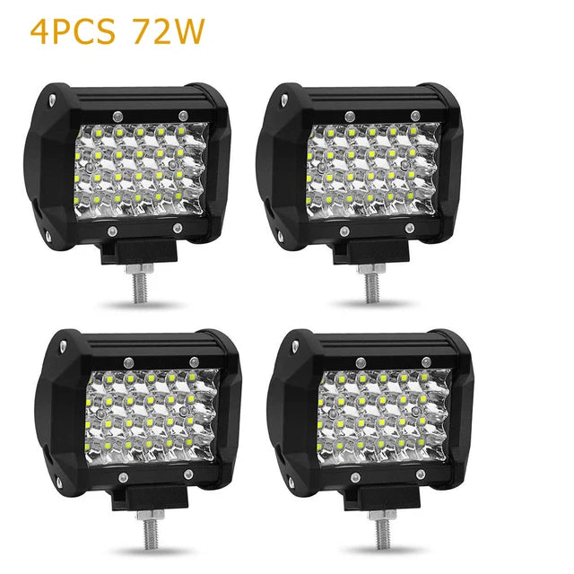 Barra de luz LED para carro, projectores 4x4 offroad, lâmpada de nevoeiro, 12V, farol de diodo 24V, caminhão, fazenda, trator, barco, SUV, ATV, luz de trabalho