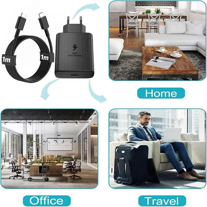Cargador de pared Samsung PD de 45 W, carga superrápida, original de EE. UU., cable USB C a tipo C de 5 A, para Galaxy S25, S24, S23, S22 Ultra, A54, A53 y Note20.