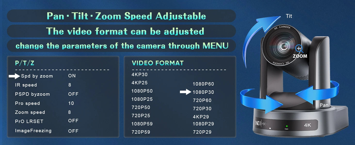 4K/1080P SDI NDI PTZ Camera 10X/20X Optical Zoom, HDMI/USB/POE | IP Live Streaming Camera for Church/Meeting/Broadcast (Youtube)