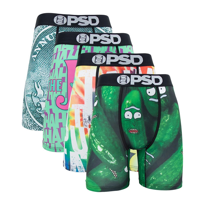 4Pcs Sexy Men Underwear Boxer Shorts Print Boxershorts Panty Cueca Male Panties Lingerie Fashion Underpants man