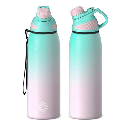Termo FEIJIAN con tapa magnética para deportes al aire libre, botella de agua de acero inoxidable, mantiene el frío, termo aislado al vacío de 1000 ml