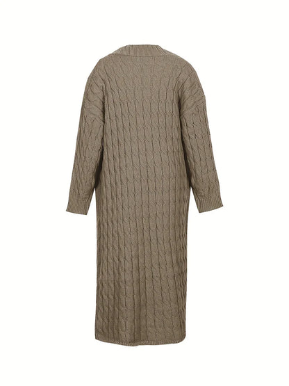 Plus Size Women's Sweater Fashion Casual Cardigan Solid Colour Knitted Sweater Cardigan with Pocket Autumn and Winter Best