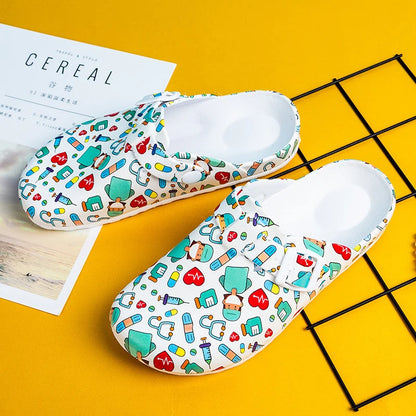 Zuecos médicos estampados antideslizantes, zapatillas ultraligeras para médicos y enfermeras, calzado veterinario, calzado quirúrgico premium YC-1