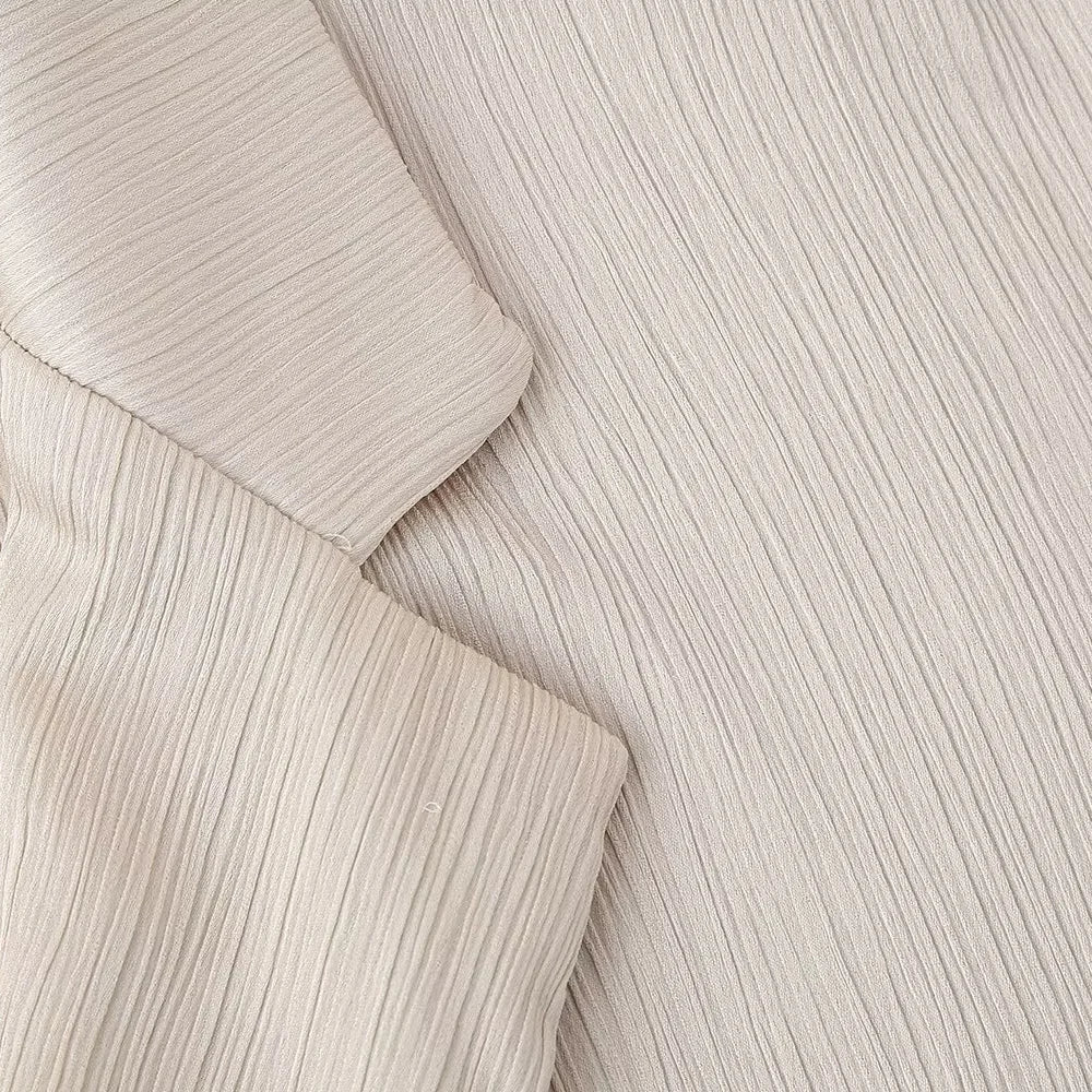 Conjunto de chaqueta y pantalón de traje cruzado con efecto arrugado para mujer, primavera y verano 2024, estilo europeo y americano
