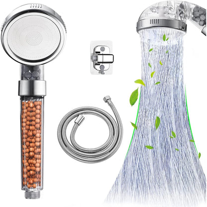Anti Limestone Filtered Shower Head ABS High-Pressure Water Saving Handheld Clear Showerheads with Filter Beads for Bathroom