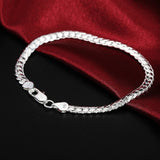 925 Sterling Silver Chain Bracelets for Men Women Braided Rope Male Fashion Jewelry High Quality New 4mm 