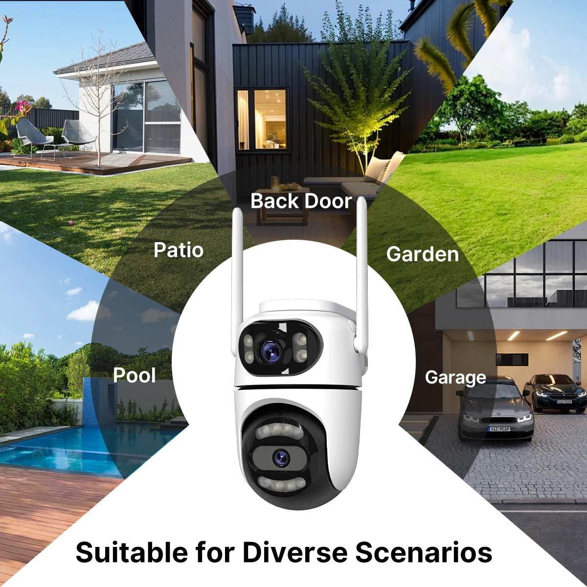 WONSDAR 2pcs Outdoor WIFI IP Camera Smart Home Security Protection PTZ Camera AI Auto Tracking Night Vision Surveillance iCsee